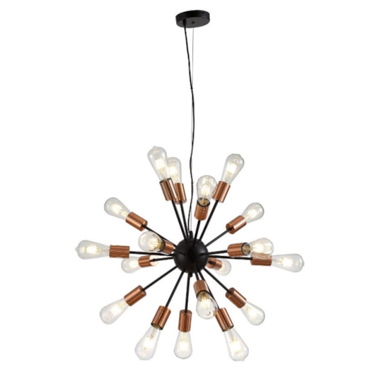 PENDENTE KIEV Ø54,5X51,5CM METAL PRETO COM DETALHE EM METAL COBRE | STUDIOLUCE WHITE QPD131418 PENDENTE KIEV Ø54,5X51,5CM METAL PRETO COM DETALHE EM METAL COBRE | STUDIOLUCE WHITE QPD131418