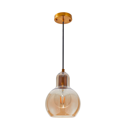 PENDENTE LASI Ø12X20CM METAL E VIDRO ÂMBAR | NORDECOR 2424 PENDENTE LASI Ø12X20CM METAL E VIDRO ÂMBAR | NORDECOR 2424