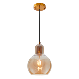 PENDENTE LASI Ø12X20CM METAL E VIDRO ÂMBAR | NORDECOR 2424 PENDENTE LASI Ø12X20CM METAL E VIDRO ÂMBAR | NORDECOR 2424