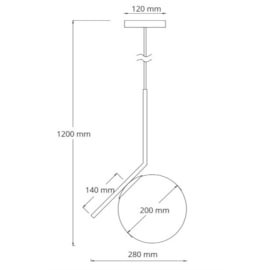 PENDENTE LATTEA 1X E27 28X120CM METAL PRETO FOSCO/VIDRO | FLAVO FP1350PF PENDENTE LATTEA 1X E27 28X120CM METAL PRETO FOSCO/VIDRO | FLAVO FP1350PF