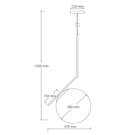 PENDENTE LATTEA 1X E27 37X120CM METAL PRETO FOSCO/VIDRO | FLAVO FP1360PF