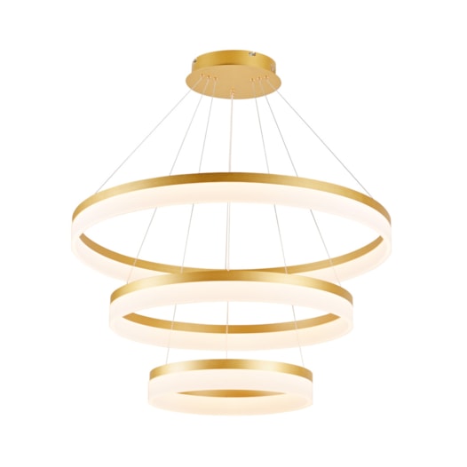 PENDENTE LED 3000K 113W BIVOLT Ø80CM METAL E ACRÍLICO DOURADO | SINDORA ILUMINAÇÃO DCD03005 PENDENTE LED 3000K 113W BIVOLT Ø80CM METAL E ACRÍLICO DOURADO | SINDORA ILUMINAÇÃO DCD03005