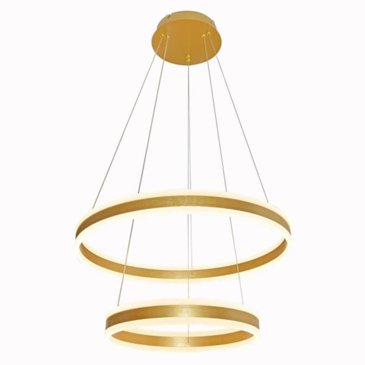 PENDENTE LED 3000K 126W BIVOLT Ø60CM METAL E ACRÍLICO DOURADO E ESCOVADO | SINDORA ILUMINAÇÃO DCD03002