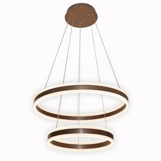 PENDENTE LED 3000K 126W BIVOLT Ø60CM METAL E ACRÍLICO MARROM E ESCOVADO | SINDORA ILUMINAÇÃO DCD03001 PENDENTE LED 3000K 126W BIVOLT Ø60CM METAL E ACRÍLICO MARROM E ESCOVADO | SINDORA ILUMINAÇÃO DCD03001