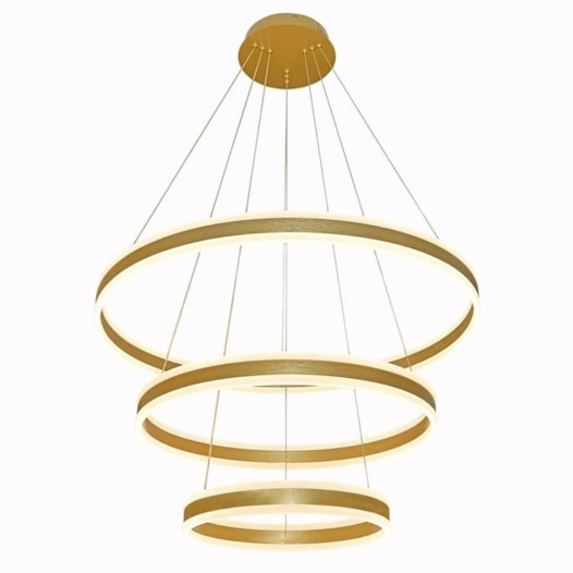 PENDENTE LED 3000K 226W BIVOLT Ø80CM METAL E ACRÍLICO DOURADO E ESCOVADO | SINDORA ILUMINAÇÃO DCD03004