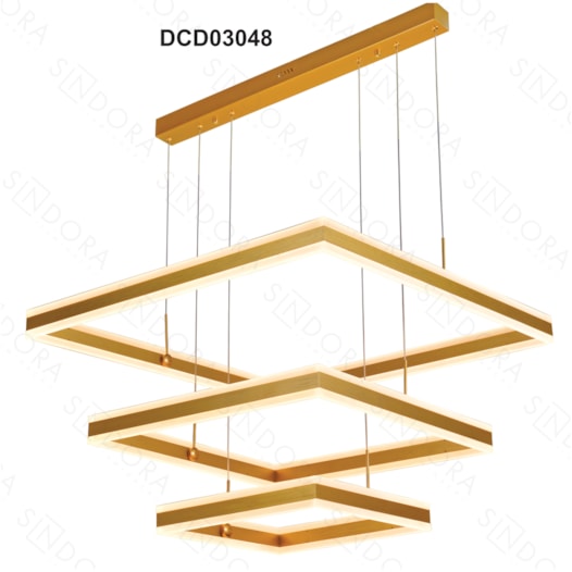 PENDENTE LED 3000K 228W BIVOLT 80X80CM METAL E ACRÍLICO DOURADO | SINDORA ILUMINAÇÃO DCD03048 PENDENTE LED 3000K 228W BIVOLT 80X80CM METAL E ACRÍLICO DOURADO | SINDORA ILUMINAÇÃO DCD03048