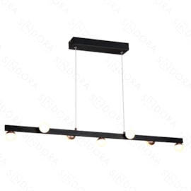 PENDENTE LED 3000K 25W BIVOLT 10X90CM METAL E ACRÍLICO PRETO E CHAMPANHE | SINDORA ILUMINAÇÃO DCD01804