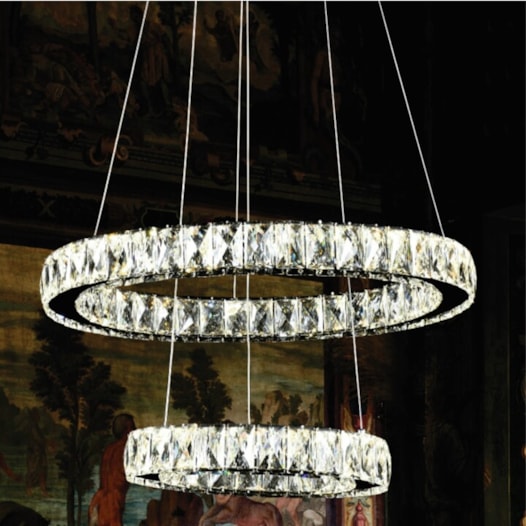 PENDENTE LED 3000K 28W BIVOLT Ø50CM CRISTAL E METAL CROMADO | SINDORA ILUMINAÇÃO DCD02803 PENDENTE LED 3000K 28W BIVOLT Ø50CM CRISTAL E METAL CROMADO | SINDORA ILUMINAÇÃO DCD02803