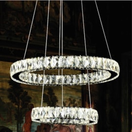 PENDENTE LED 3000K 28W BIVOLT Ø50CM CRISTAL E METAL CROMADO | SINDORA ILUMINAÇÃO DCD02803 PENDENTE LED 3000K 28W BIVOLT Ø50CM CRISTAL E METAL CROMADO | SINDORA ILUMINAÇÃO DCD02803