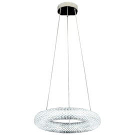 PENDENTE LED 3000K 43W BIVOLT Ø42CM CRISTAL E METAL CROMADO | SINDORA ILUMINAÇÃO DCD00786