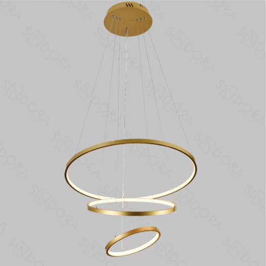 PENDENTE LED 3000K 48W BIVOLT Ø60CM METAL E SILICONE DOURADO | SINDORA ILUMINAÇÃO DCD015083