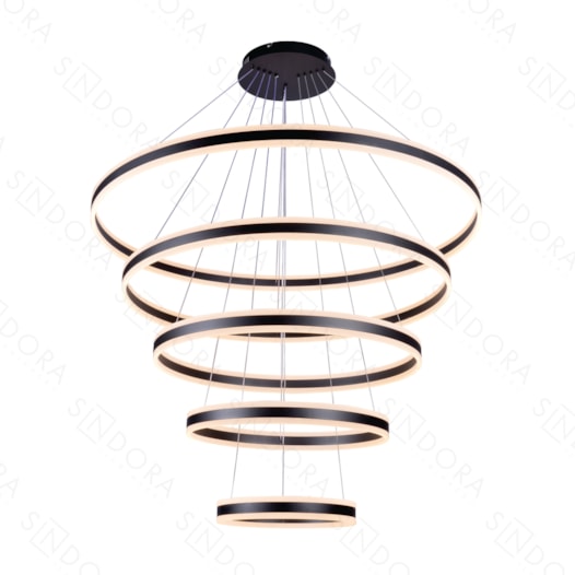 PENDENTE LED 3000K 500W BIVOLT Ø120CM METAL E ACRÍLICO PRETO | SINDORA ILUMINAÇÃO DCD03063 PENDENTE LED 3000K 500W BIVOLT Ø120CM METAL E ACRÍLICO PRETO | SINDORA ILUMINAÇÃO DCD03063