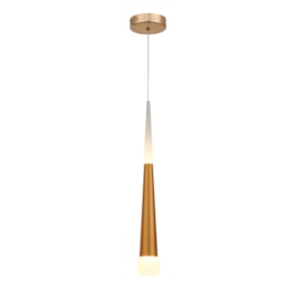 PENDENTE LED 3000K 5W BIVOLT Ø5,5X43CM METAL E ACRÍLICO DOURADO | SINDORA DCD02112