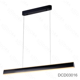 PENDENTE LED 3000K 60W BIVOLT 100X3,5CM METAL E ACRÍLICO PRETO | SINDORA ILUMINAÇÃO DCD03016