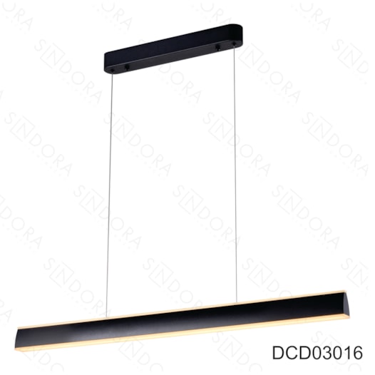 PENDENTE LED 3000K 60W BIVOLT 100X3,5CM METAL E ACRÍLICO PRETO | SINDORA ILUMINAÇÃO DCD03016