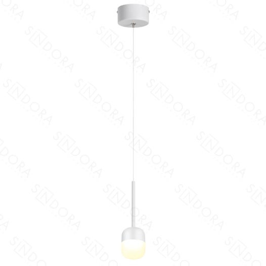 PENDENTE LED 3000K 6W BIVOLT Ø8X14CM METAL E ACRÍLICO BRANCO | SINDORA ILUMINAÇÃO DCD01817