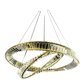 PENDENTE LED 3000K 80W BIVOLT Ø80CM CRISTAL E METAL DOURADO | SINDORA ILUMINAÇÃO DCD00789