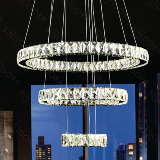 PENDENTE LED 6000K 40W BIVOLT Ø60CM CRISTAL E METAL CROMADO | SINDORA ILUMINAÇÃO DCD02802 PENDENTE LED 6000K 40W BIVOLT Ø60CM CRISTAL E METAL CROMADO | SINDORA ILUMINAÇÃO DCD02802