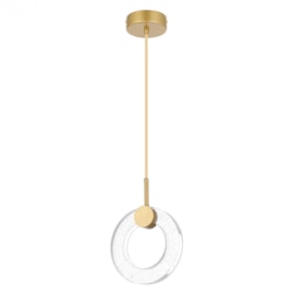 PENDENTE LED AKYA REDONDO 3000K 11W BIVOLT Ø20X28CM CRISTAL E METAL OURO FOSCO | NORDECOR 2590 PENDENTE LED AKYA REDONDO 3000K 11W BIVOLT Ø20X28CM CRISTAL E METAL OURO FOSCO | NORDECOR 2590