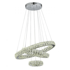 PENDENTE LED ALLIANCE METAL E CRISTAL PRATA TRANSPARENTE 93W 4000K | HEVVY 0802 SL-6674/H3