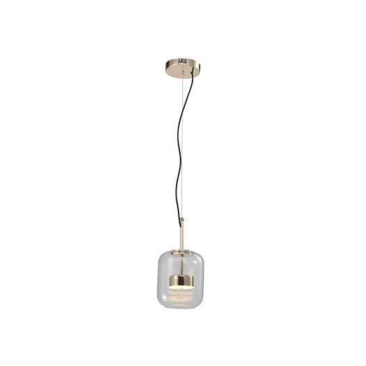 PENDENTE LED ALTOÉ METAL E VIDRO CINZA CLARO 5W 3000K | HEVVY 1055 SL-5890/H1 CLEAR