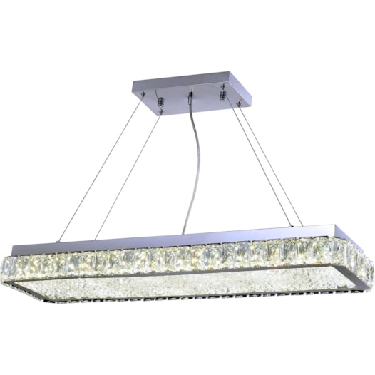 PENDENTE LED AMEERAH METAL VIDRO E CRISTAL PRATA 48W 4000K | HEVVY 0818 SL-5705M/H1 LED