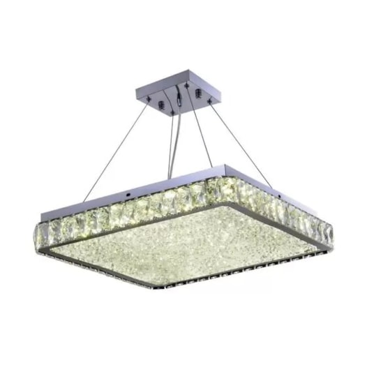 PENDENTE LED AMEERAH METAL VIDRO E CRISTAL PRATA 60W 4000K | HEVVY 0816 SL-5704M/H1