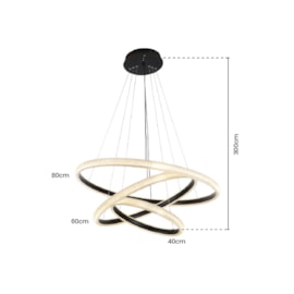 PENDENTE LED APOGEU 3000K 112W BIVOLT Ø80CM METAL PRETO | SKYLIGHT SKY-4011PT