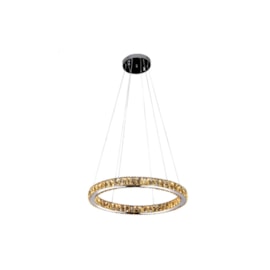 PENDENTE LED AURA PICCOLA REDONDO 3000K 24W BIVOLT METAL E CRISTAL CROMADO E TRANSP | BELLA ILUMINAÇÃO ID010C