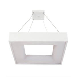 PENDENTE LED BELIZE QUADRADO DIREITA E INDIRETA BASE VAZADA 3000K 24,4W BIVOLT 36X36CM ALUMÍNIO E ACRÍLICO | USINA 19012