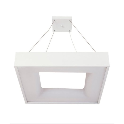 PENDENTE LED BELIZE QUADRADO DIREITA E INDIRETA BASE VAZADA 3000K 24,4W BIVOLT 36X36CM ALUMÍNIO E ACRÍLICO | USINA 19012