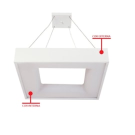 PENDENTE LED BELIZE QUADRADO DIREITA E INDIRETA BASE VAZADA 3000K 36,8W BIVOLT 48X48CM ALUMÍNIO E ACRÍLICO | USINA 19012