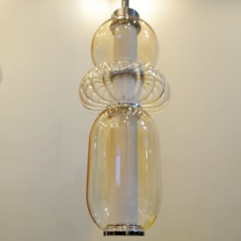 PENDENTE LED BELLE 3000K 9W BIVOLT Ø12,5X30CM AÇO CROMADO E VIDRO CONHAQUE | +LUZ PE-057/9.12CO PENDENTE LED BELLE 3000K 9W BIVOLT Ø12,5X30CM AÇO CROMADO E VIDRO CONHAQUE | +LUZ PE-057/9.12CO