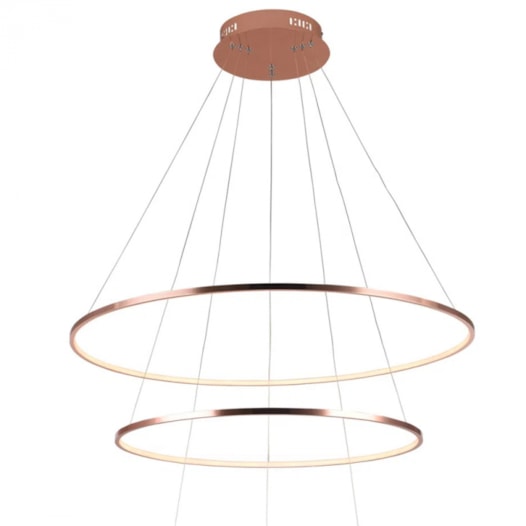 PENDENTE LED BIRDIE ANEL TRIPLO METAL E SILICONE ROSE GOLD E BRANCO 39W 3200K | BELLA ILUMINAÇÃO KW002E