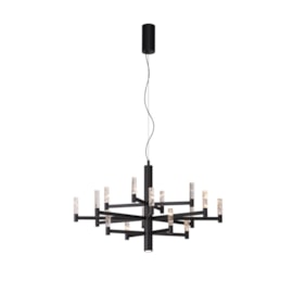 PENDENTE LED BLADE 57W 3000K BIVOLT 84X48,5CM METAL PRETO E CRISTAL DE ROCHA | STUDIOLUCE PD1502
