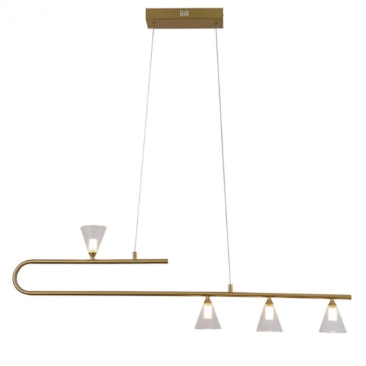 PENDENTE LED CÁLIX 2700K 12W BIVOLT 34X110X9CM METAL E VIDRO DOURADO E TRANSPARENTE | BELLA ILUMINAÇÃO OC019