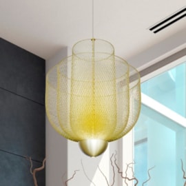 PENDENTE LED CARBON ARAMADO 3000K 16W BIVOLT Ø60CM METAL DOURADO | +LUZ PE-120/16.60DF PENDENTE LED CARBON ARAMADO 3000K 16W BIVOLT Ø60CM METAL DOURADO | +LUZ PE-120/16.60DF