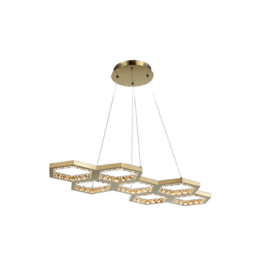 PENDENTE LED COLMÉIA METAL E CRISTAL DOURADO E TRANSPARENTE 54W 3000K | BELLA ILUMINAÇÃO DW001L PENDENTE LED COLMÉIA METAL E CRISTAL DOURADO E TRANSPARENTE 54W 3000K | BELLA ILUMINAÇÃO DW001L