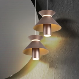 PENDENTE LED CONE 3000K 7W BIVOLT Ø15CM METAL E ACRÍLICO MARROM | +LUZ PE-127/7.13MF PENDENTE LED CONE 3000K 7W BIVOLT Ø15CM METAL E ACRÍLICO MARROM | +LUZ PE-127/7.13MF