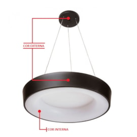 PENDENTE LED DÂNDI REDONDO DIREITA E INDIRETA BASE VAZADA 3000K 30,5W BIVOLT Ø53CM ALUMÍNIO E ACRÍLICO | USINA 19002/53L