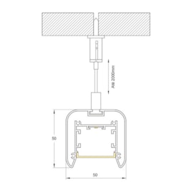 PENDENTE LED DIFUSOR RECUADO SOB MEDIDA LINEAR 14,4W/M 12V ALUMÍNIO | MISTERLED SLED9017 P50