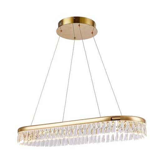 PENDENTE LED DROP 3000K 27W BIVOLT 80X34X10CM METAL E ACRÍLICO DOURADO POLIDO | USINA IMPORTS UI20365/80DR