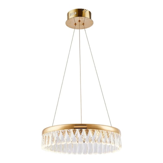 PENDENTE LED DROP REDONDO 3000K 26W BIVOLT Ø60X10CM METAL E ACRÍLICO DOURADO POLIDO | USINA IMPORTS UI20365/60DR