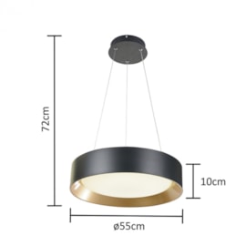 PENDENTE LED ESME POLICARBONATO E AÇO PRETO E DOURADO | HEVVY 1153 LY-8802L PT+DR