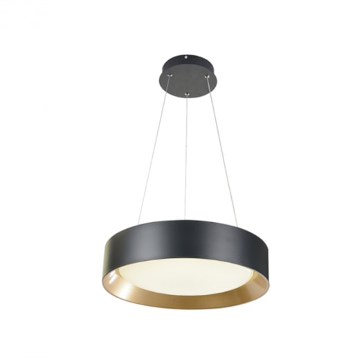 PENDENTE LED ESME POLICARBONATO E AÇO PRETO E DOURADO | HEVVY 1153 LY-8802L PT+DR