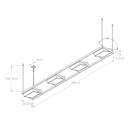 PENDENTE LED FAUST RETANGULAR 3000K 56W 110V 2,5X180X24CM | BELLA ITALIA PE10603-110