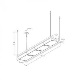 PENDENTE LED FAUST RETANGULAR 4000K 48W 220V 2,5X90X24CM | BELLA ITALIA PE10601-220