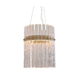 PENDENTE LED FREDDO 3000K 30W 30X40CM METAL E VIDRO TRANSPARENTE E DOURADO | BELLA ILUMINAÇÃO FRE1PD01TR10