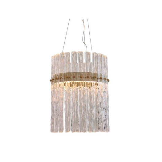 PENDENTE LED FREDDO 3000K 30W 30X40CM METAL E VIDRO TRANSPARENTE E DOURADO | BELLA ILUMINAÇÃO FRE1PD01TR10