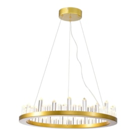 PENDENTE LED FROSTY REDONDO 3000K 46W BIVOLT Ø60X11CM CRISTAL E ALUMÍNIO DOURADO ESCOVADO | USINA IMPORTS UI20350/60DR PENDENTE LED FROSTY REDONDO 3000K 46W BIVOLT Ø60X11CM CRISTAL E ALUMÍNIO DOURADO ESCOVADO | USINA IMPORTS UI20350/60DR